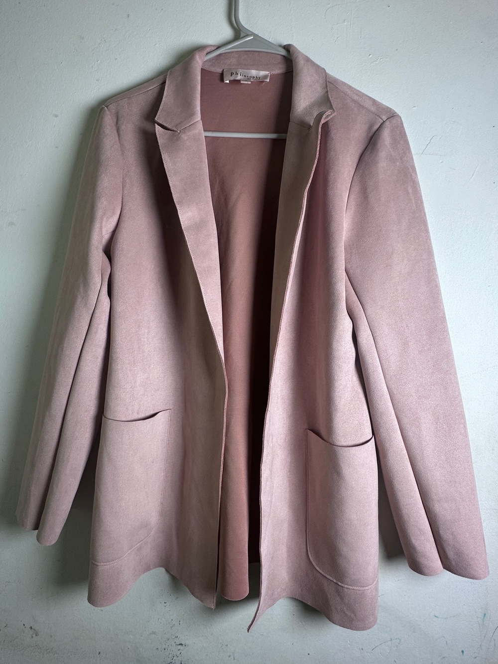 Blush Pink Open-Front Women's Blazer Jacket